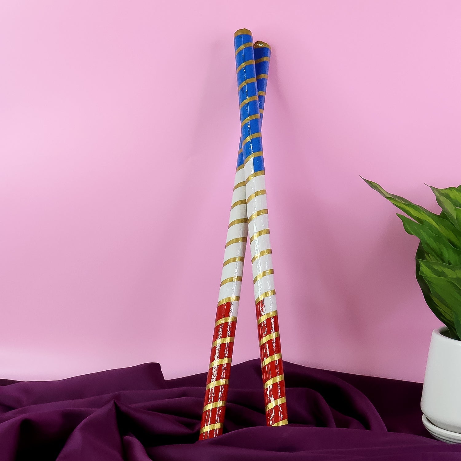 Traditional Decorative Dandiya Sticks Pair for Navratri, Garba (2 Pc) Traditional Decorative Dandiya Sticks Pair for Navratri, Garba (2 Pc)